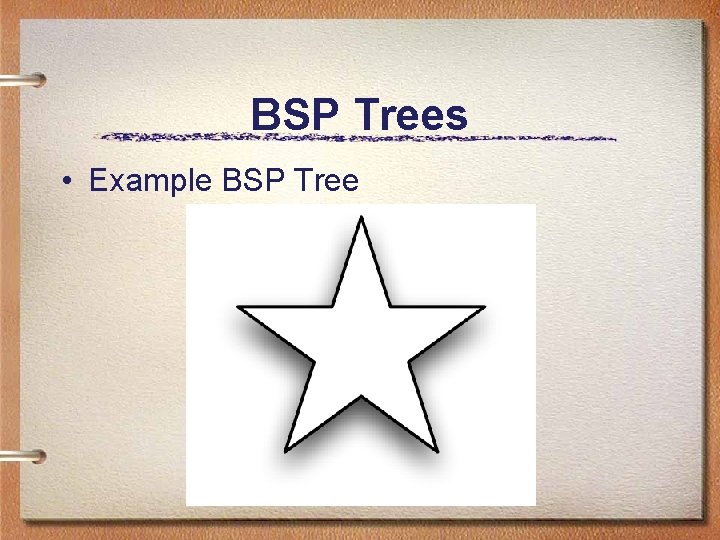 BSP Trees • Example BSP Tree BSP Trees • Example BSP Tree