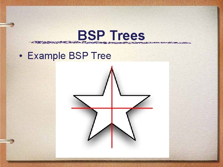 BSP Trees • Example BSP Tree BSP Trees • Example BSP Tree