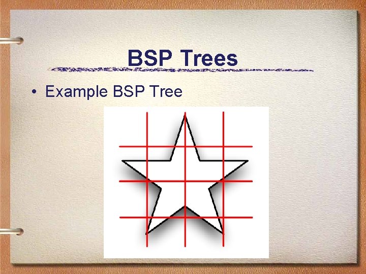 BSP Trees • Example BSP Tree BSP Trees • Example BSP Tree