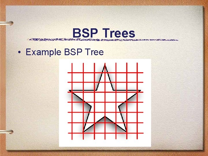 BSP Trees • Example BSP Tree BSP Trees • Example BSP Tree