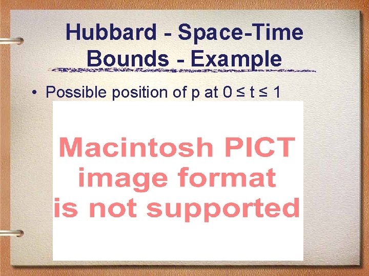 Hubbard - Space-Time Bounds - Example • Possible position of p at 0 ≤ Hubbard - Space-Time Bounds - Example • Possible position of p at 0 ≤