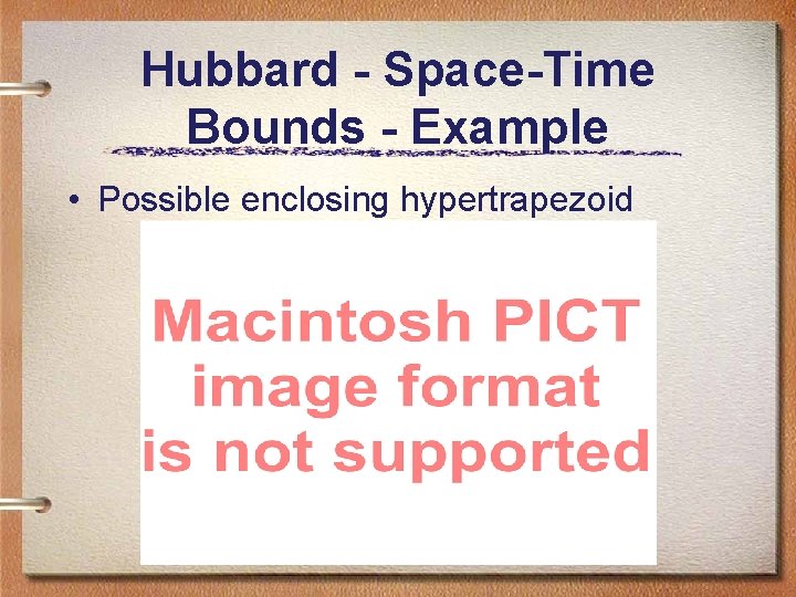 Hubbard - Space-Time Bounds - Example • Possible enclosing hypertrapezoid Hubbard - Space-Time Bounds - Example • Possible enclosing hypertrapezoid