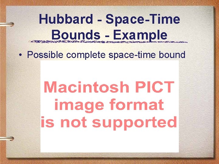 Hubbard - Space-Time Bounds - Example • Possible complete space-time bound Hubbard - Space-Time Bounds - Example • Possible complete space-time bound
