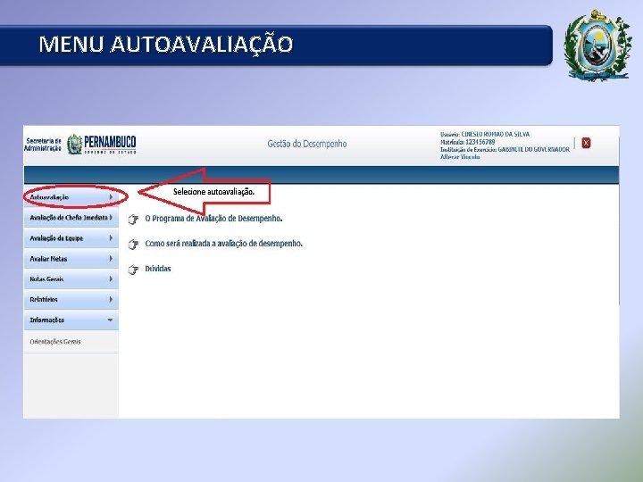 MENU AUTOAVALIAÇÃO 