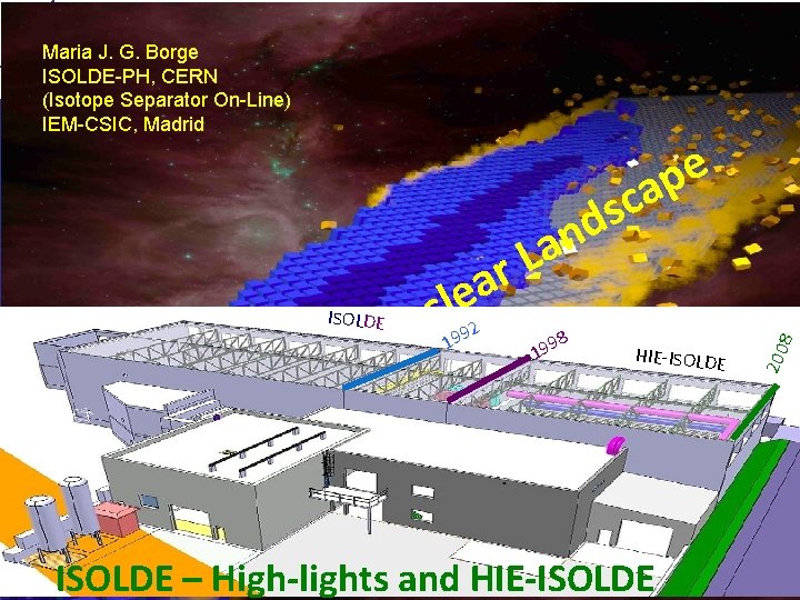 Maria J. G. Borge ISOLDE-PH, CERN (Isotope Separator On-Line) IEM-CSIC, Madrid n i r