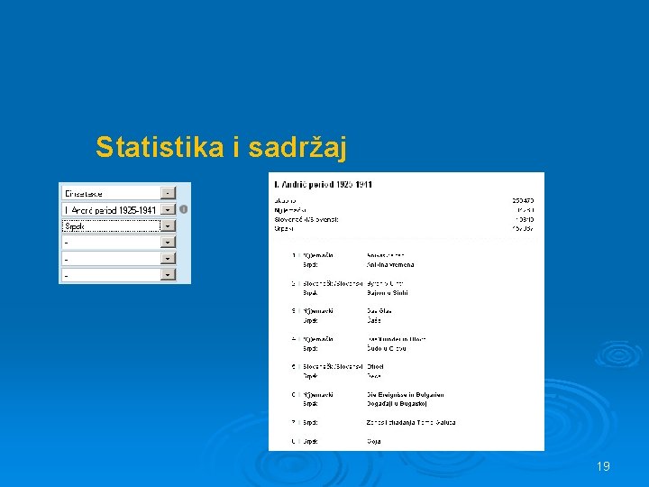 Statistika i sadržaj 19 