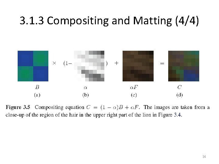 3. 1. 3 Compositing and Matting (4/4) 14 