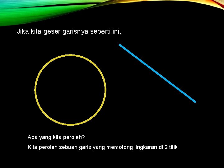 Jika kita geser garisnya seperti ini, Apa yang kita peroleh? Kita peroleh sebuah garis