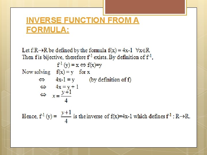 INVERSE FUNCTION FROM A FORMULA: 