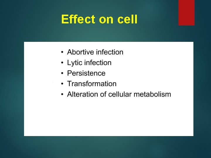 Effect on cell 