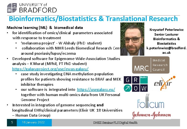 Bioinformatics/Biostatistics & Translational Research Machine learning (ML) & biomedical data • for identification of Bioinformatics/Biostatistics & Translational Research Machine learning (ML) & biomedical data • for identification of