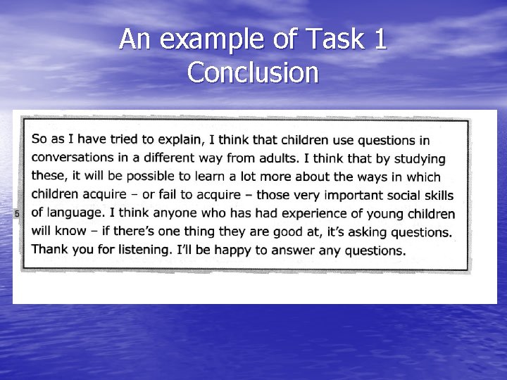 An example of Task 1 Conclusion 