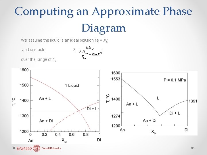 Computing an Approximate Phase Diagram We assume the liquid is an ideal solution (ai
