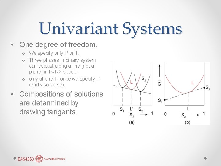 Univariant Systems • One degree of freedom. o We specify only P or T.
