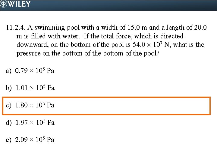11. 2. 4. A swimming pool with a width of 15. 0 m and