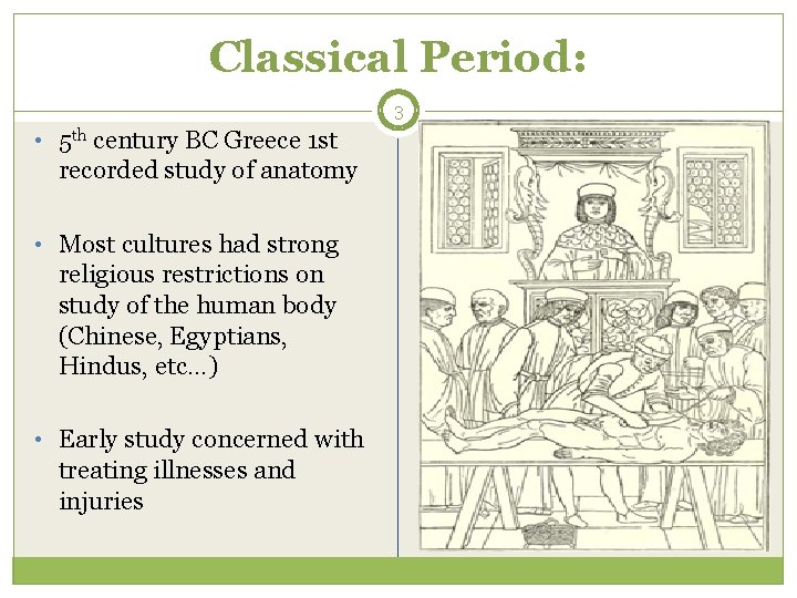 Classical Period: 3 • 5 th century BC Greece 1 st recorded study of