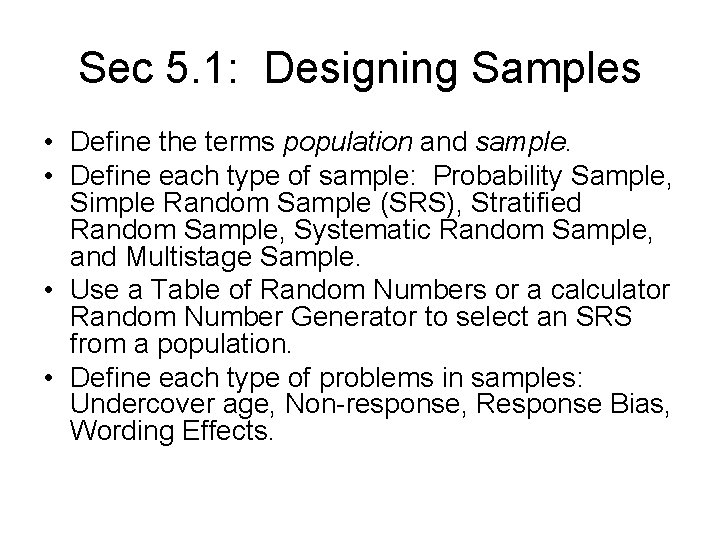 Unit 3 Review Sec 5 1 Designing Samples