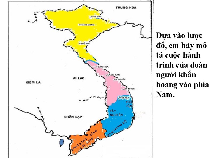 Dựa vào lược đồ, em hãy mô tả cuộc hành trình của đoàn người