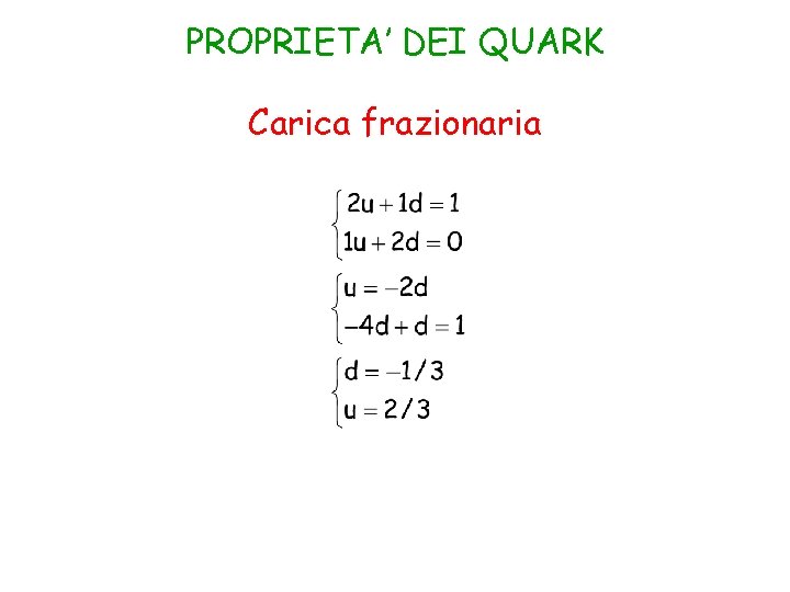 PROPRIETA’ DEI QUARK Carica frazionaria 