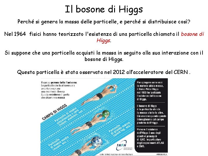 Il bosone di Higgs Perché si genera la massa delle particelle, e perché si