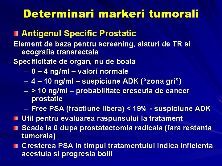 markeri tumorali pentru prostata