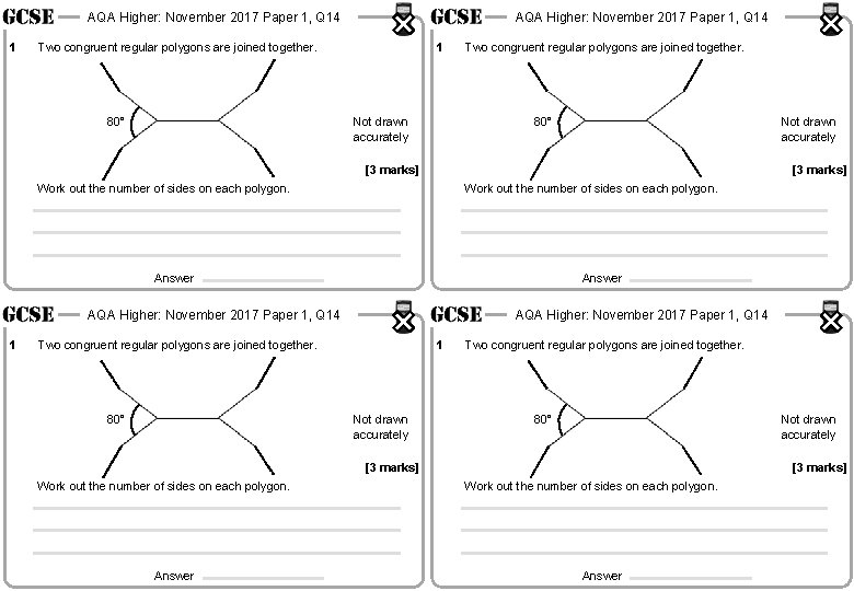 AQA Higher: November 2017 Paper 1, Q 14 1 AQA Higher: November 2017 Paper