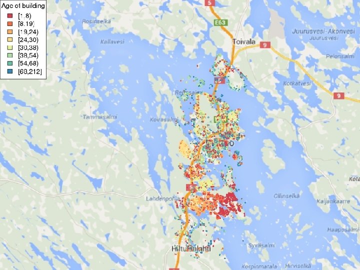 Buildings by age on map 16/06/2021 Marjo Niittynen, Jouni T. Tuomisto 28 