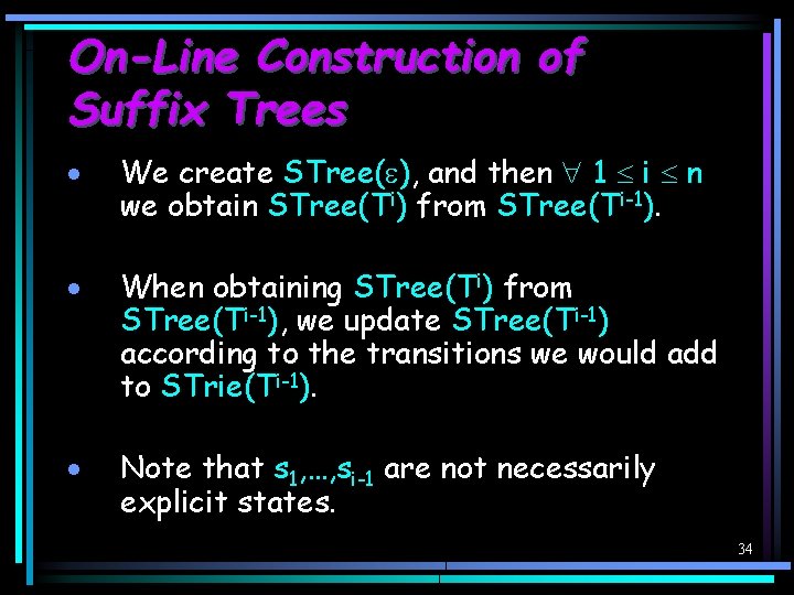 On-Line Construction of Suffix Trees · We create STree( ), and then 1 i