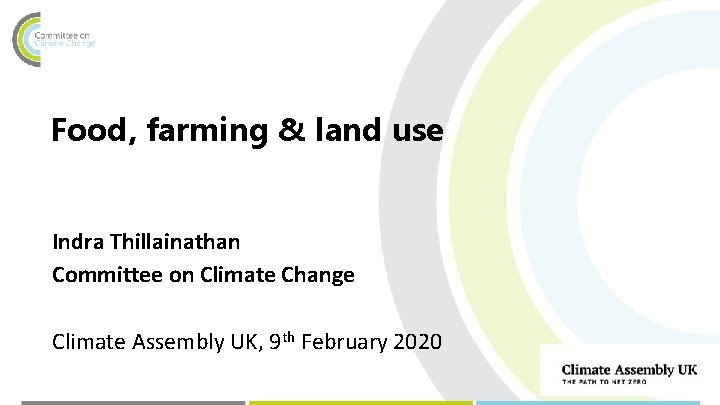 Food, farming & land use Indra Thillainathan Committee on Climate Change Climate Assembly UK,