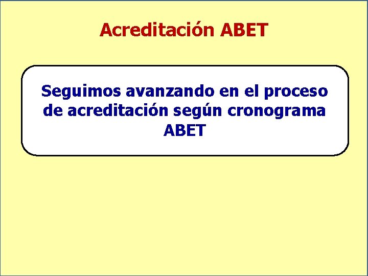 Acreditación ABET Seguimos avanzando en el proceso de acreditación según cronograma ABET 