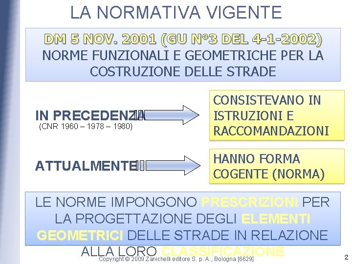 LA NORMATIVA VIGENTE DM 5 NOV. 2001 (GU N° 3 DEL 4 -1 -2002)