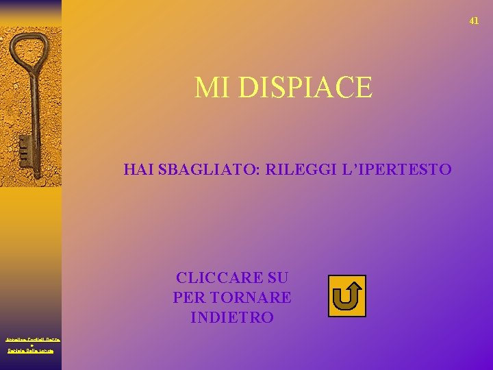 41 MI DISPIACE HAI SBAGLIATO: RILEGGI L’IPERTESTO CLICCARE SU PER TORNARE INDIETRO Annalisa Cogliati