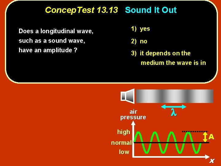 Concep. Test 13. 13 Sound It Out Does a longitudinal wave, 1) yes such