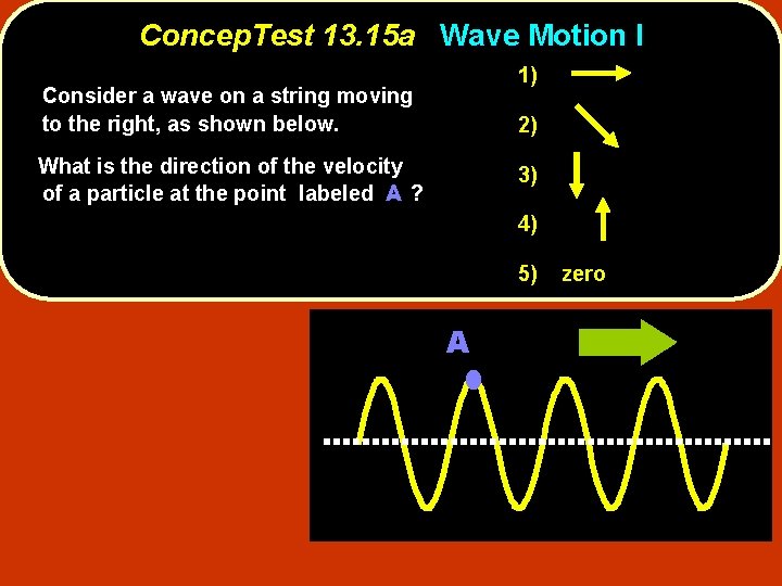 Concep. Test 13. 15 a Wave Motion I 1) Consider a wave on a