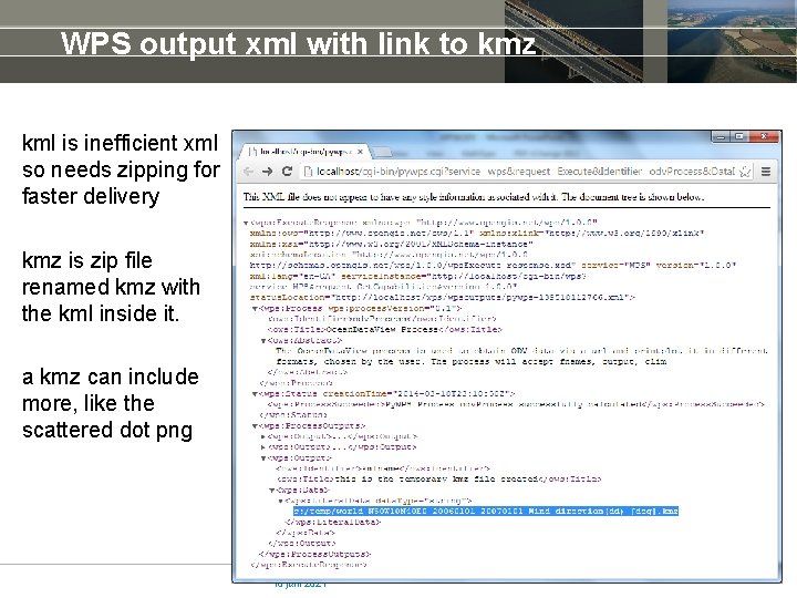 WPS output xml with link to kmz kml is inefficient xml so needs zipping