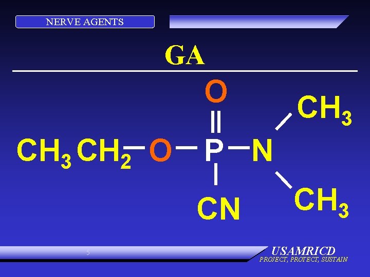 NERVE AGENTS GA O CH 3 CH 2 O P N CN 5 CH