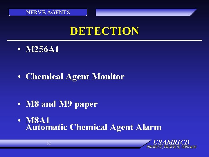 NERVE AGENTS DETECTION • M 256 A 1 • Chemical Agent Monitor • M