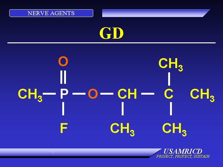 NERVE AGENTS GD O CH 3 P F 7 CH 3 O CH CH