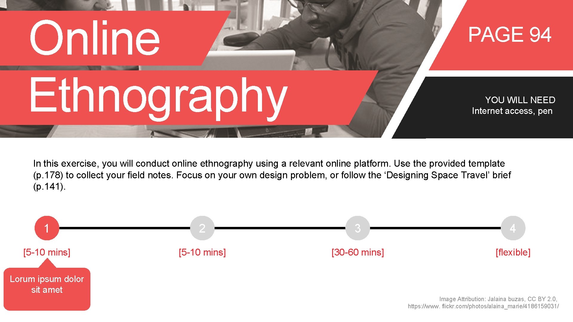 Online Ethnography PAGE 94 YOU WILL NEED Internet access, pen In this exercise, you