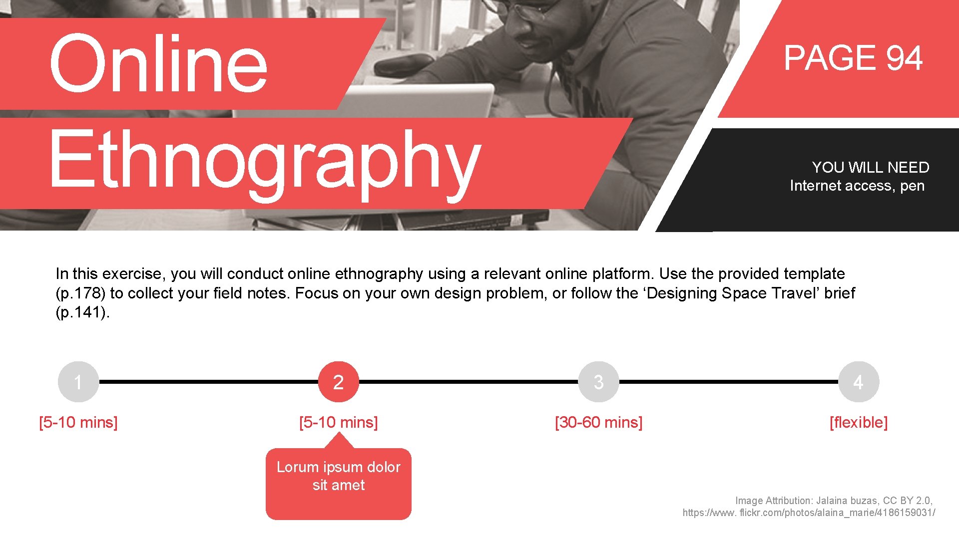 Online Ethnography PAGE 94 YOU WILL NEED Internet access, pen In this exercise, you