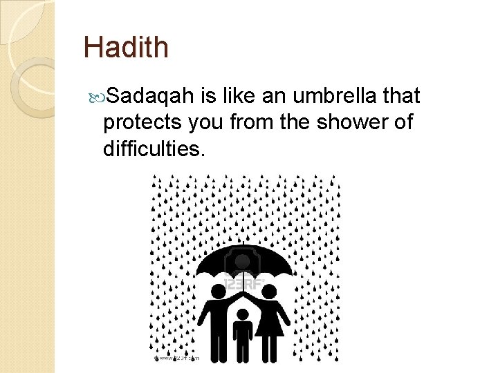 Hadith Sadaqah is like an umbrella that protects you from the shower of difficulties.