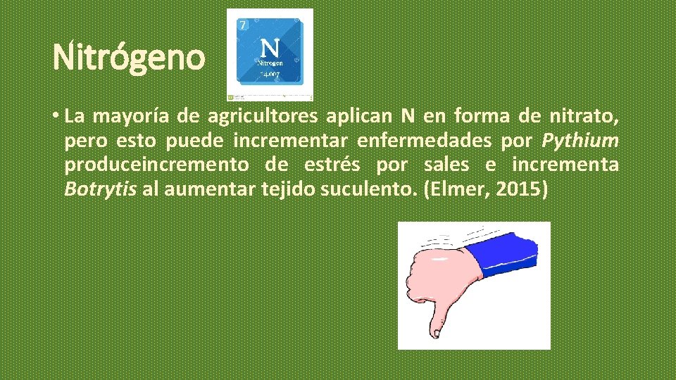 Nitrógeno • La mayoría de agricultores aplican N en forma de nitrato, pero esto Nitrógeno • La mayoría de agricultores aplican N en forma de nitrato, pero esto