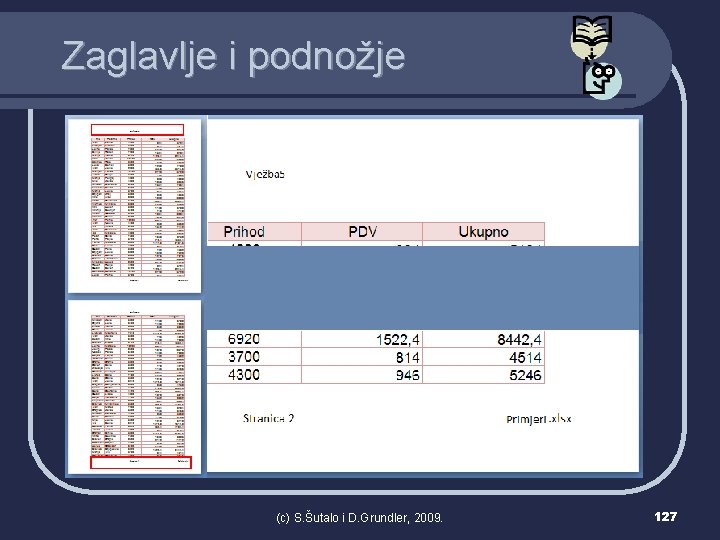 Zaglavlje i podnožje (c) S. Šutalo i D. Grundler, 2009. 127 