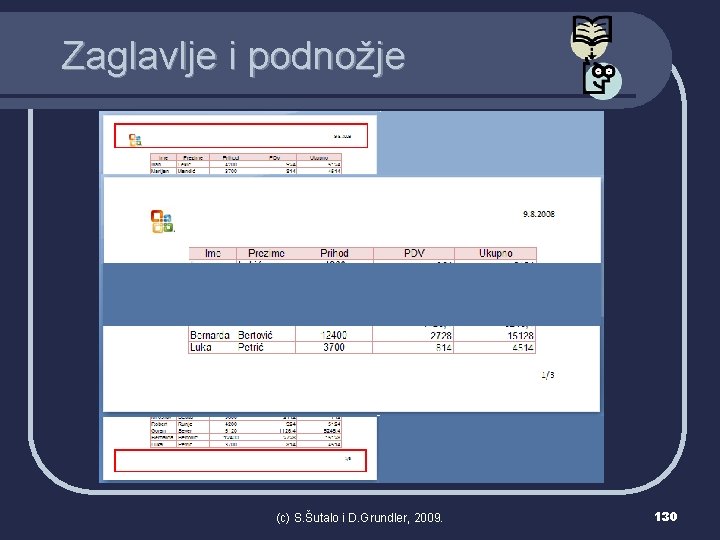 Zaglavlje i podnožje (c) S. Šutalo i D. Grundler, 2009. 130 