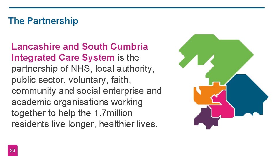 The Partnership Lancashire and South Cumbria Integrated Care System is the partnership of NHS,