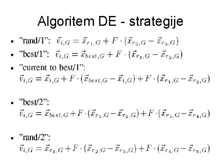 Algoritem DE - strategije 