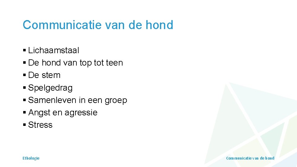 Communicatie van de hond § Lichaamstaal § De hond van top tot teen §