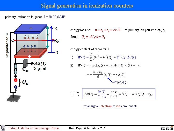 Signal generation in ionization counters primary ionization in gases: I ≈ 20 -30 e.