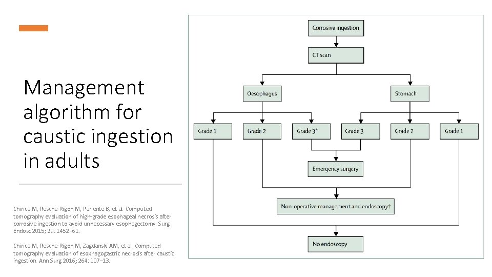 Management algorithm for caustic ingestion in adults Chirica M, Resche-Rigon M, Pariente B, et