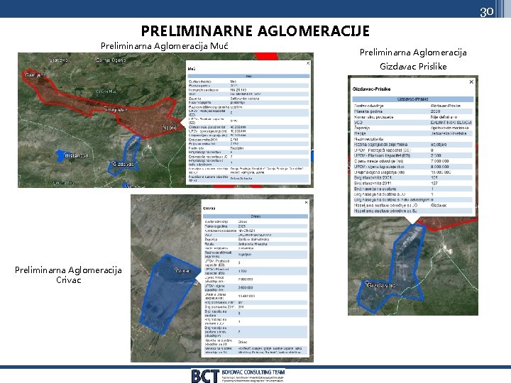 30 PRELIMINARNE AGLOMERACIJE Preliminarna Aglomeracija Muć Preliminarna Aglomeracija Gizdavac Prislike Preliminarna Aglomeracija Crivac 